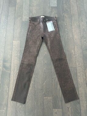 Zadig & Voltaire Distressed Brown Skinny Leather Pants